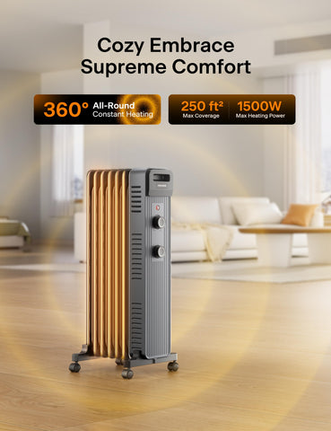 Pelonis oil-filled radiator with adjustable thermostat control knob