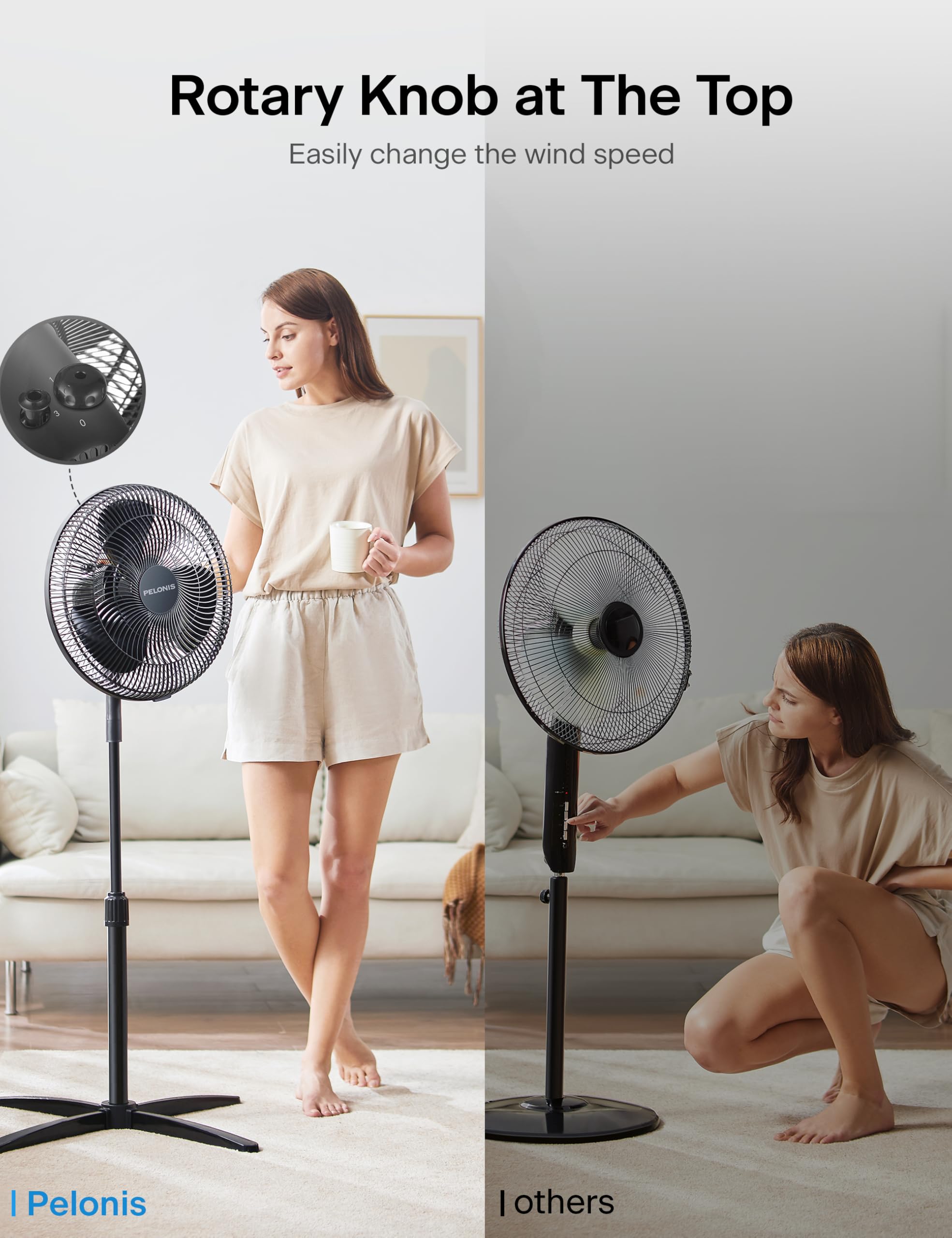 Pelonis pedestal fan anti-tip base ensuring stable operation