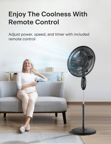 Pelonis PFS45A5BBB five-blade design for smooth airflow and quiet operation