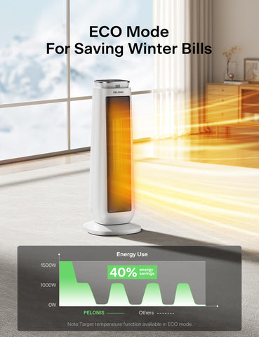 PELONIS PTC heater in a bedroom creating cozy warmth