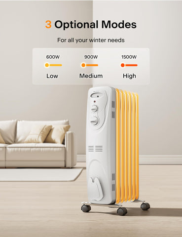 Pelonis radiator heater in living room providing quiet warmth