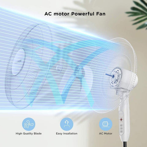 PELONIS remote-control pedestal fan for convenient operation from across the room