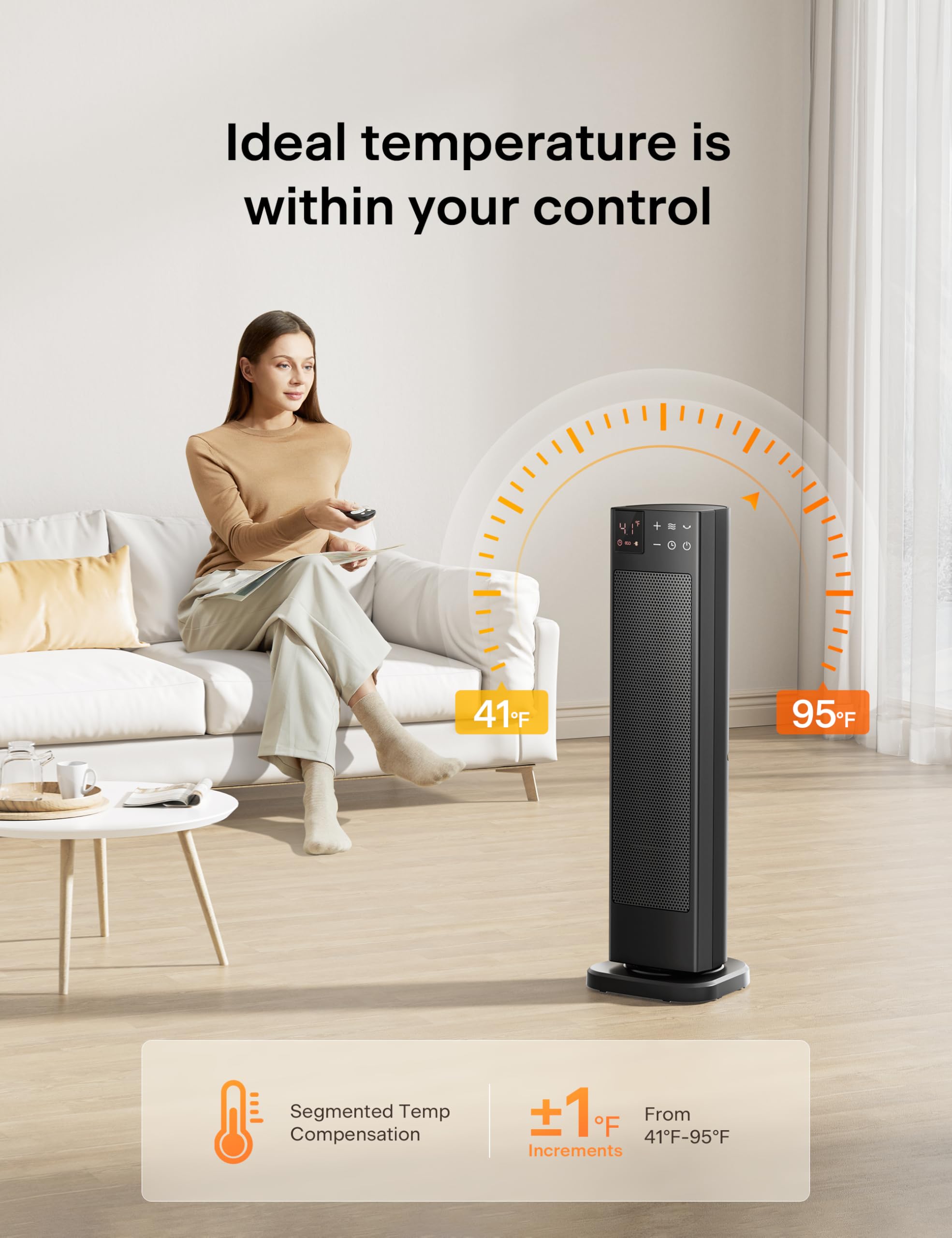 Pelonis safety features including overheat and tip-over protection.
