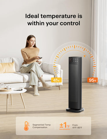Pelonis safety features including overheat and tip-over protection.