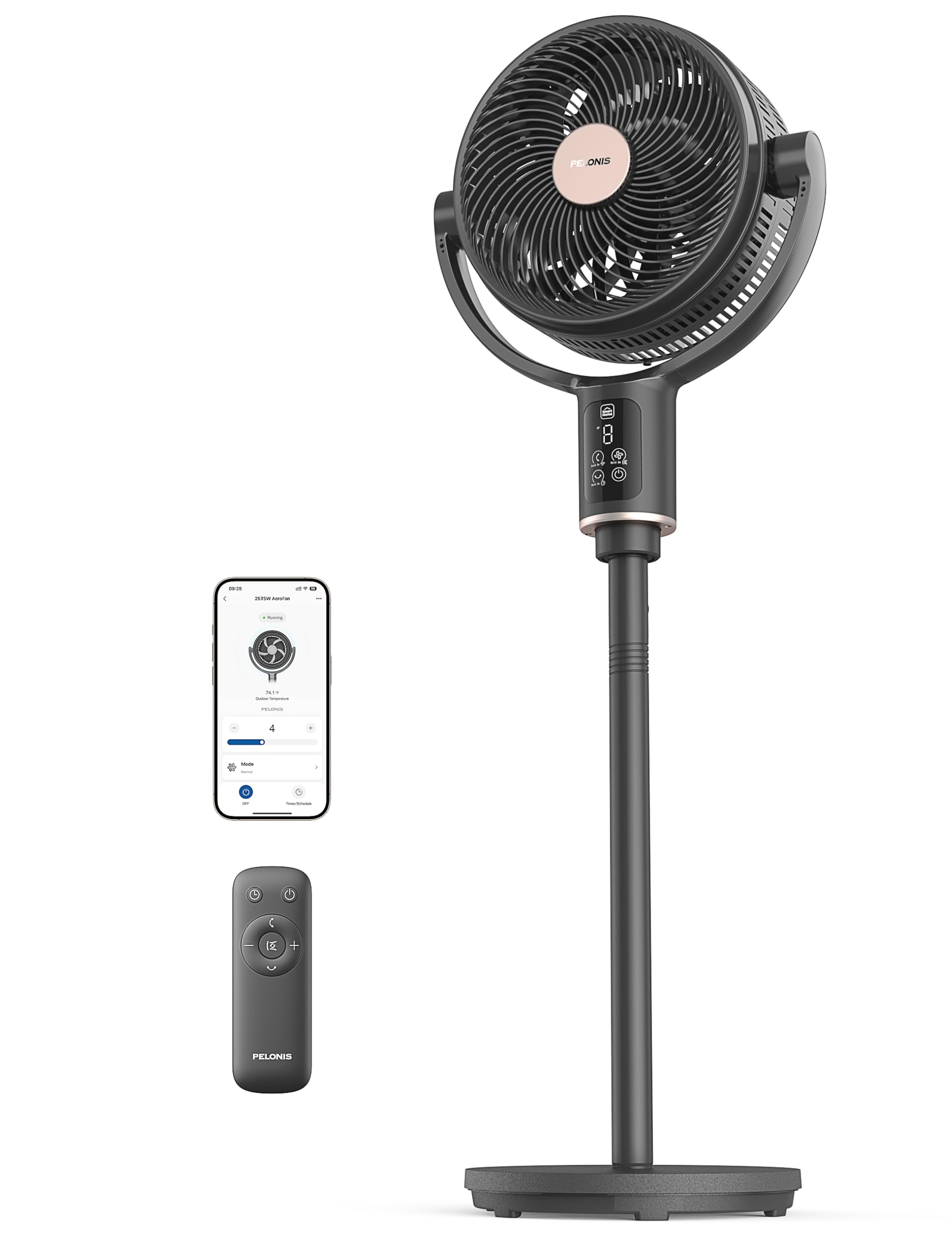Pelonis Smart AeroFan front view for bedroom cooling and style