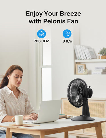 Pelonis table fan 120-degree oscillation delivers wide room coverage for dorms.