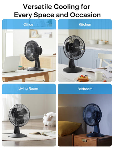 Pelonis table fan dorm-office compact unit tucks under desks and shelves.