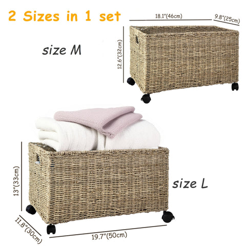 Pemar natural water hyacinth and seagrass basket blends style and durability.