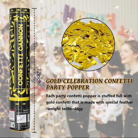 Pemui confetti cannon gold 12in aerial burst captures sky-high sparkle.