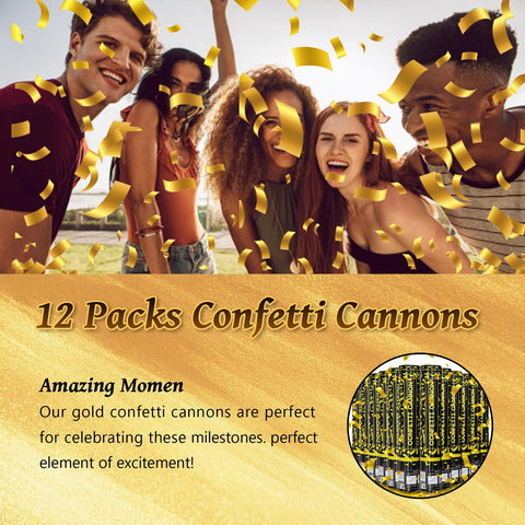 Pemui confetti cannon gold 12in ready for festive packaging and grand moments.