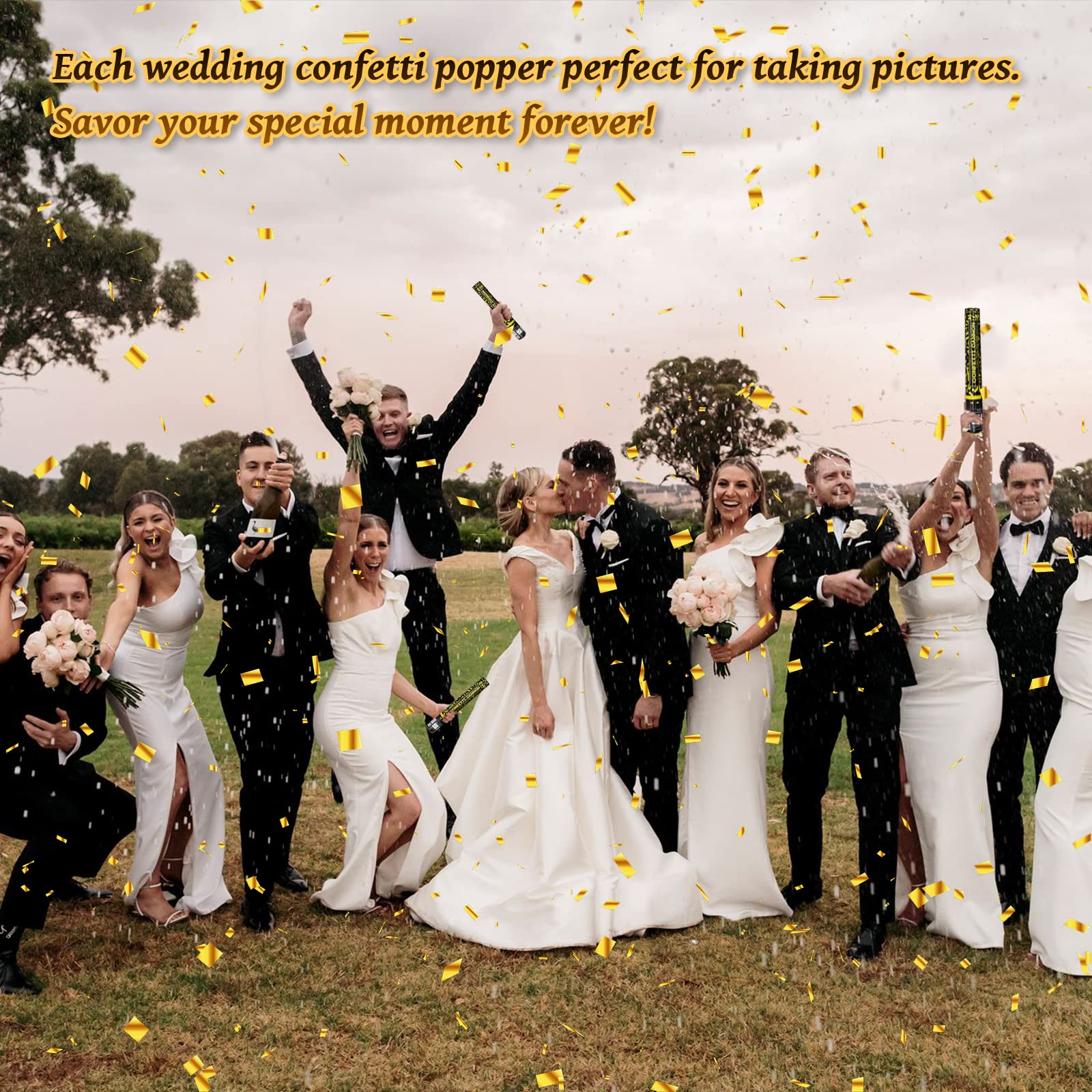 Pemui wedding confetti cannon gold 12in adds magical moments to ceremonies.