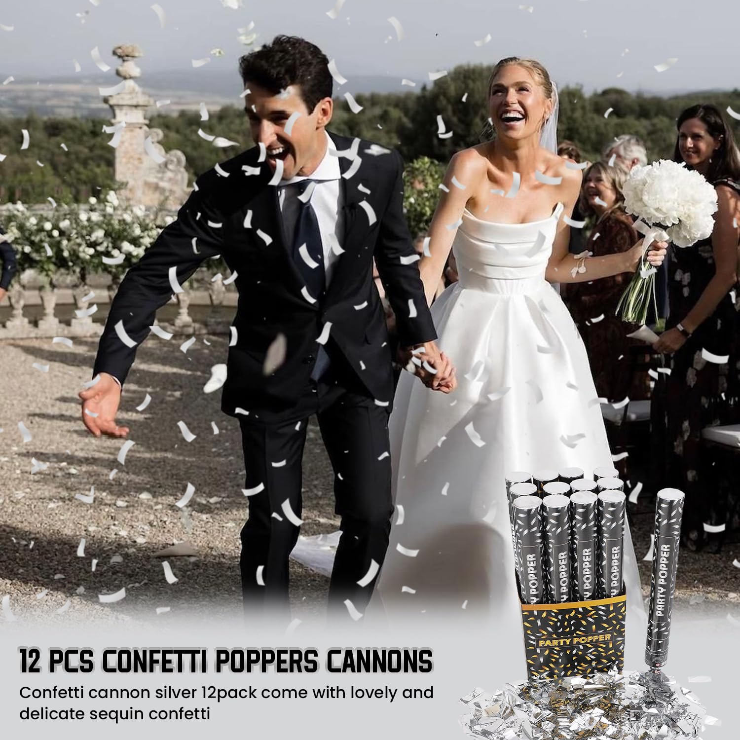 PEMUISE 12-pack confetti cannons provide bulk celebration options.
