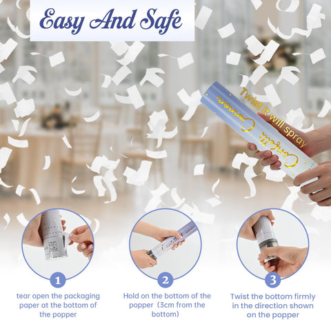PEMUISE 12-inch confetti cannon outdoors or indoors with simple setup.