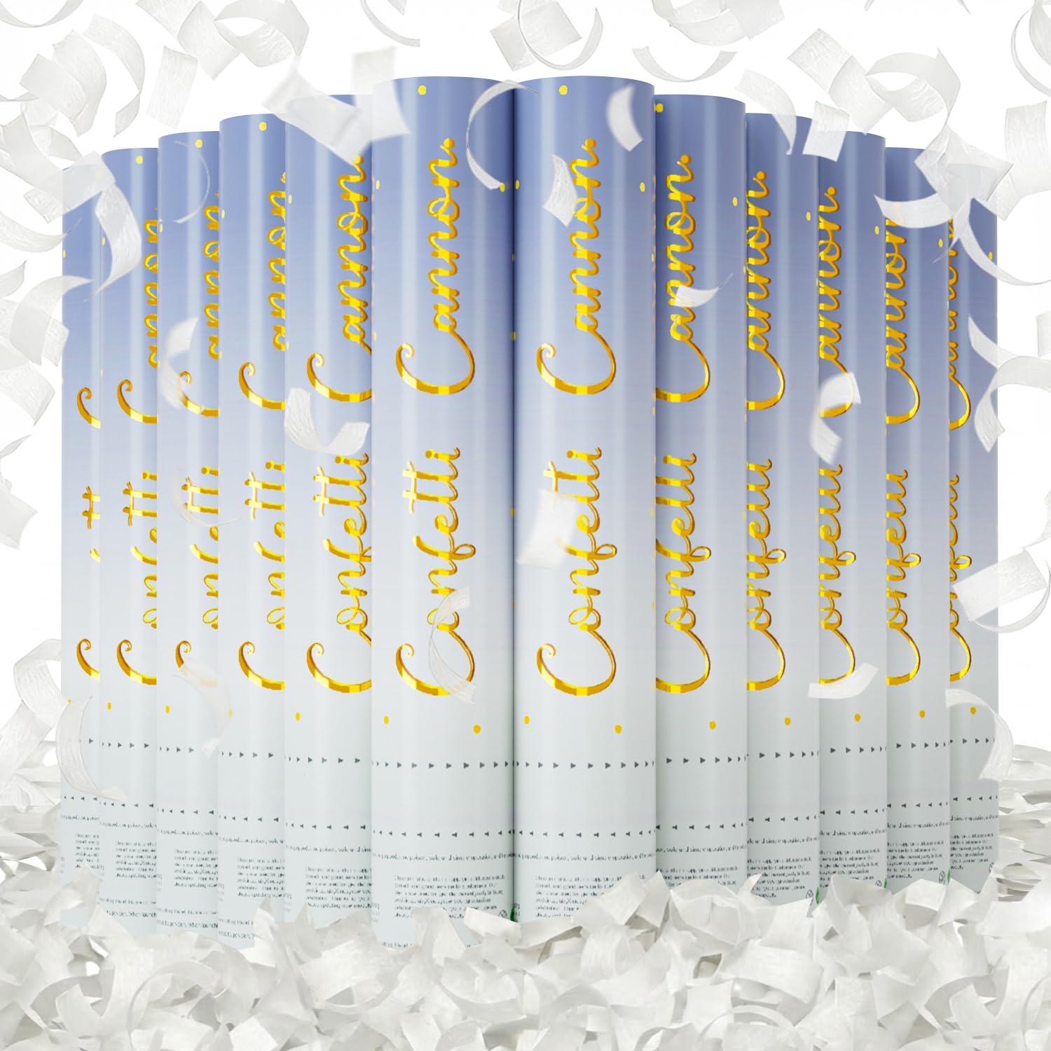 PEMUISE Confetti Poppers deliver white confetti for a bright 12-pack display at celebrations.