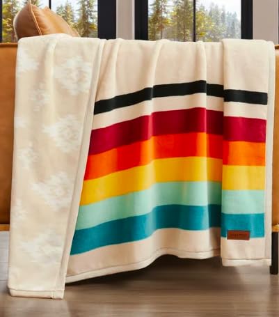 Pendleton reversible plush throw showing pattern on reverse for two styling looks