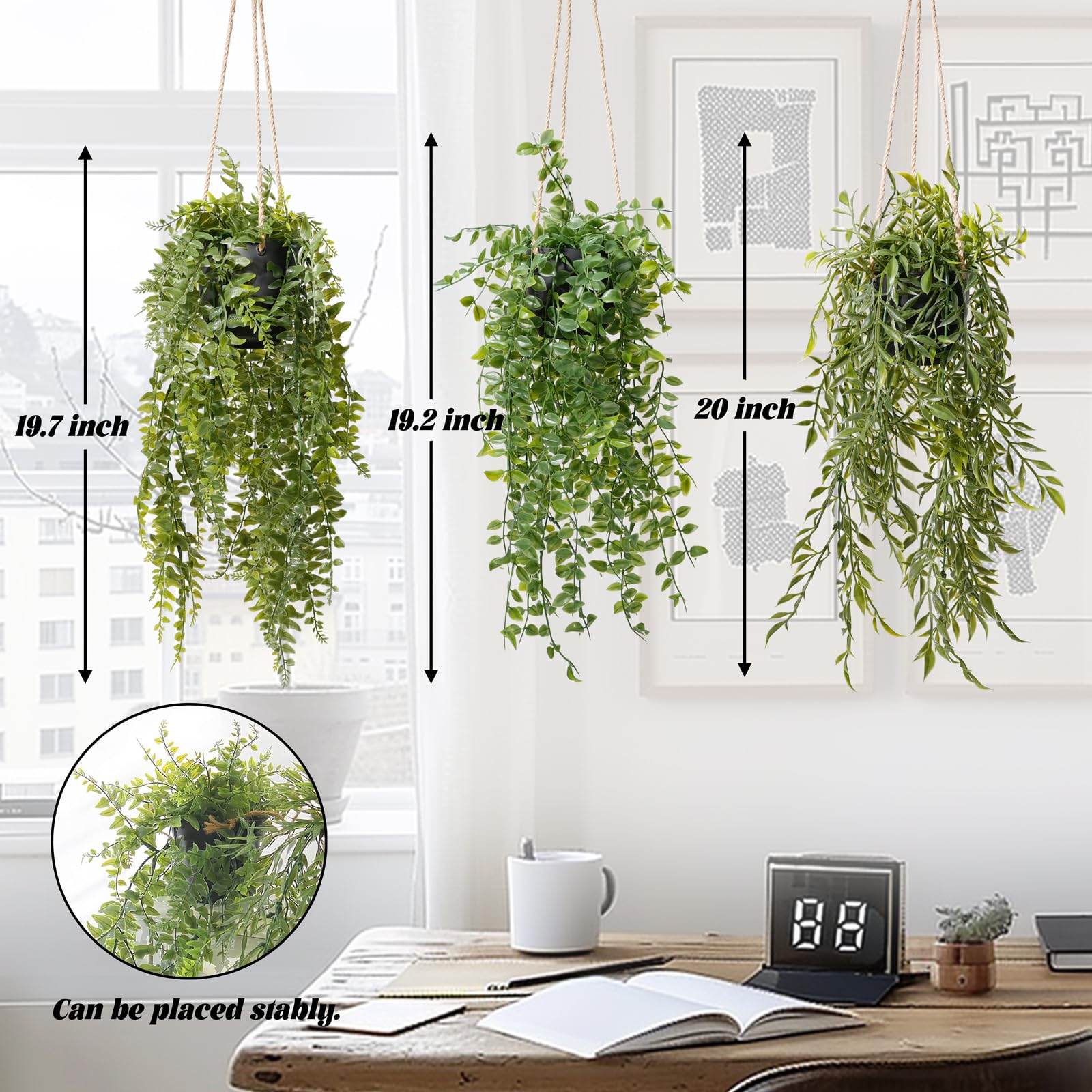 PENGYEE 20-inch hanging plants for indoor spaces, vivid greenery without upkeep.