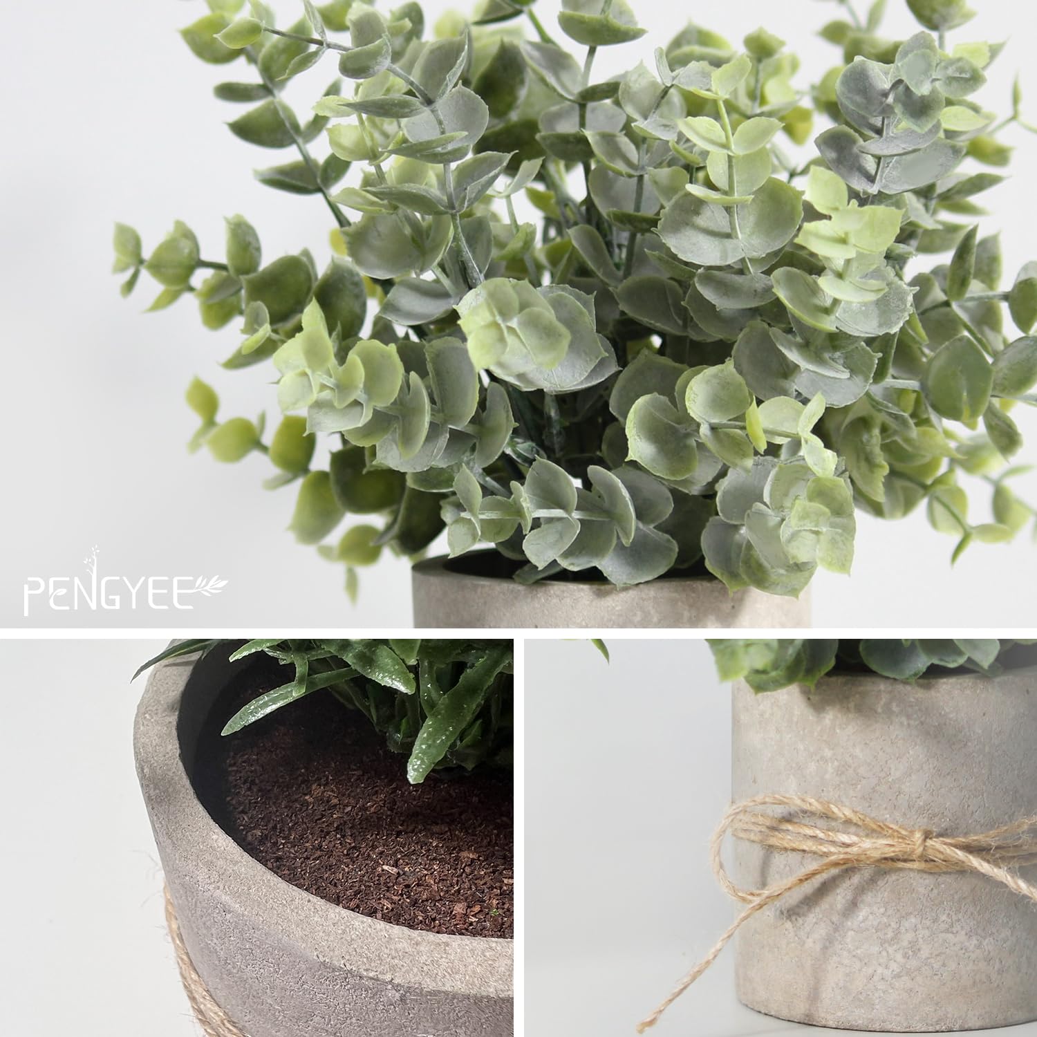 PENGYEE artificial plants with silver gray leaves brighten bathrooms or desks