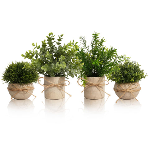 PENGYEE four-pack small fake plants for bathroom decor add year-round greenery