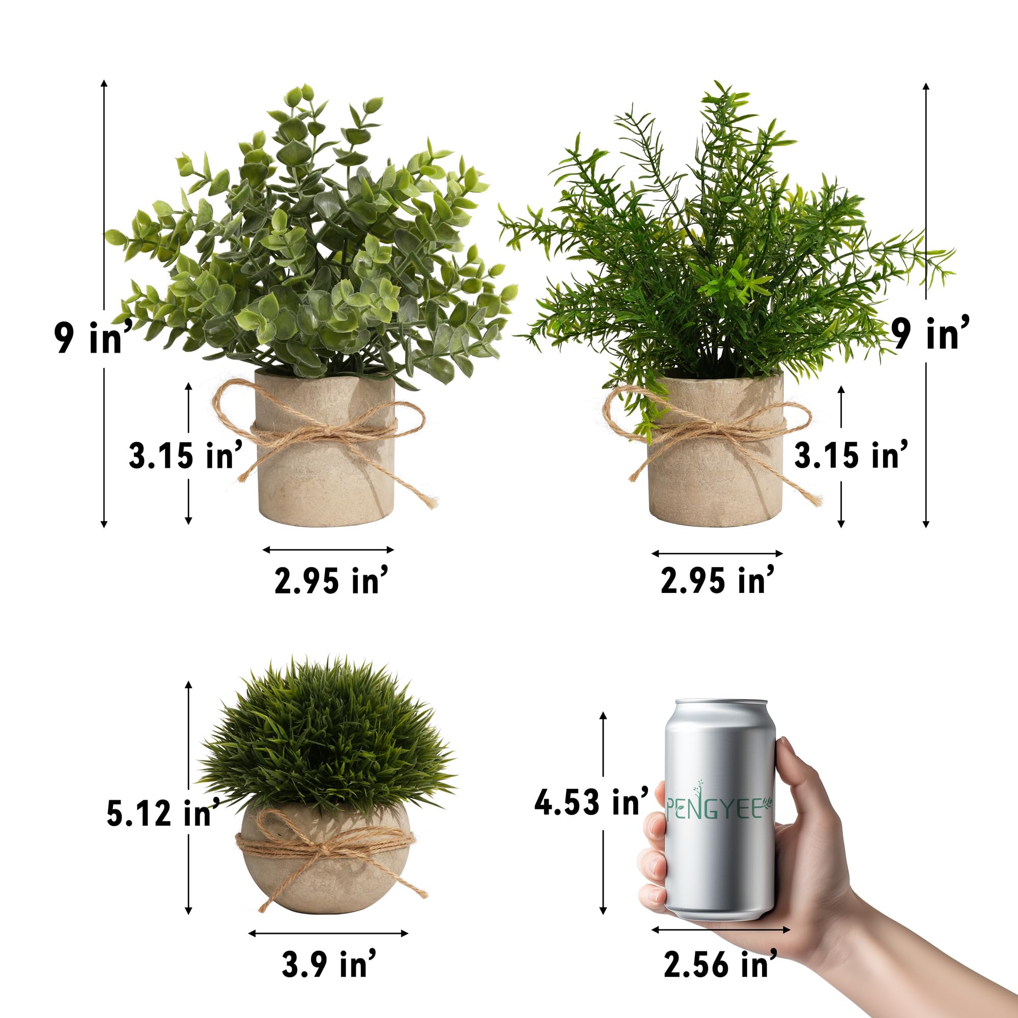 PENGYEE mini artificial rosemary plant for compact kitchen or shelf decor