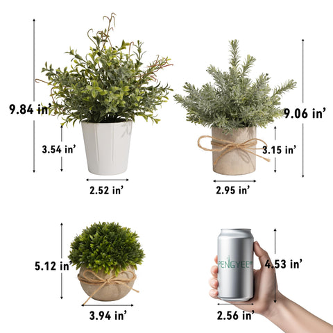 PENGYEE tiny faux plant with green leaves in white pulp pot suits bathroom decor.