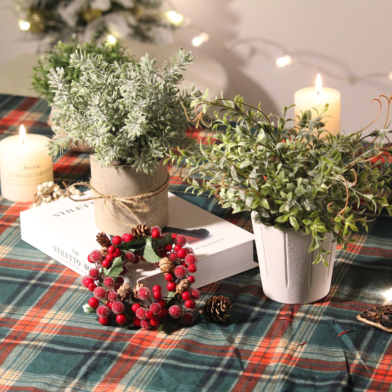 PENGYEE five-inch tall plant in white pulp pot elevates shelf styling with greenery.