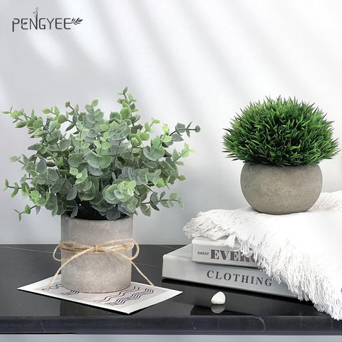 PENGYEE small fake plants for office decor require no sunlight or watering