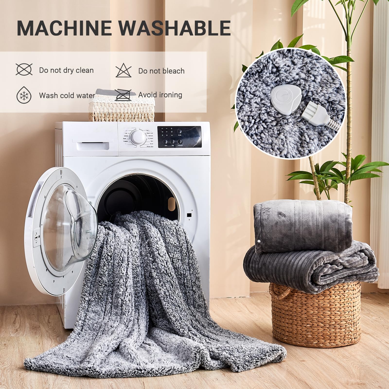 Pengzhu Technology heated blanket machine-washable care instructions