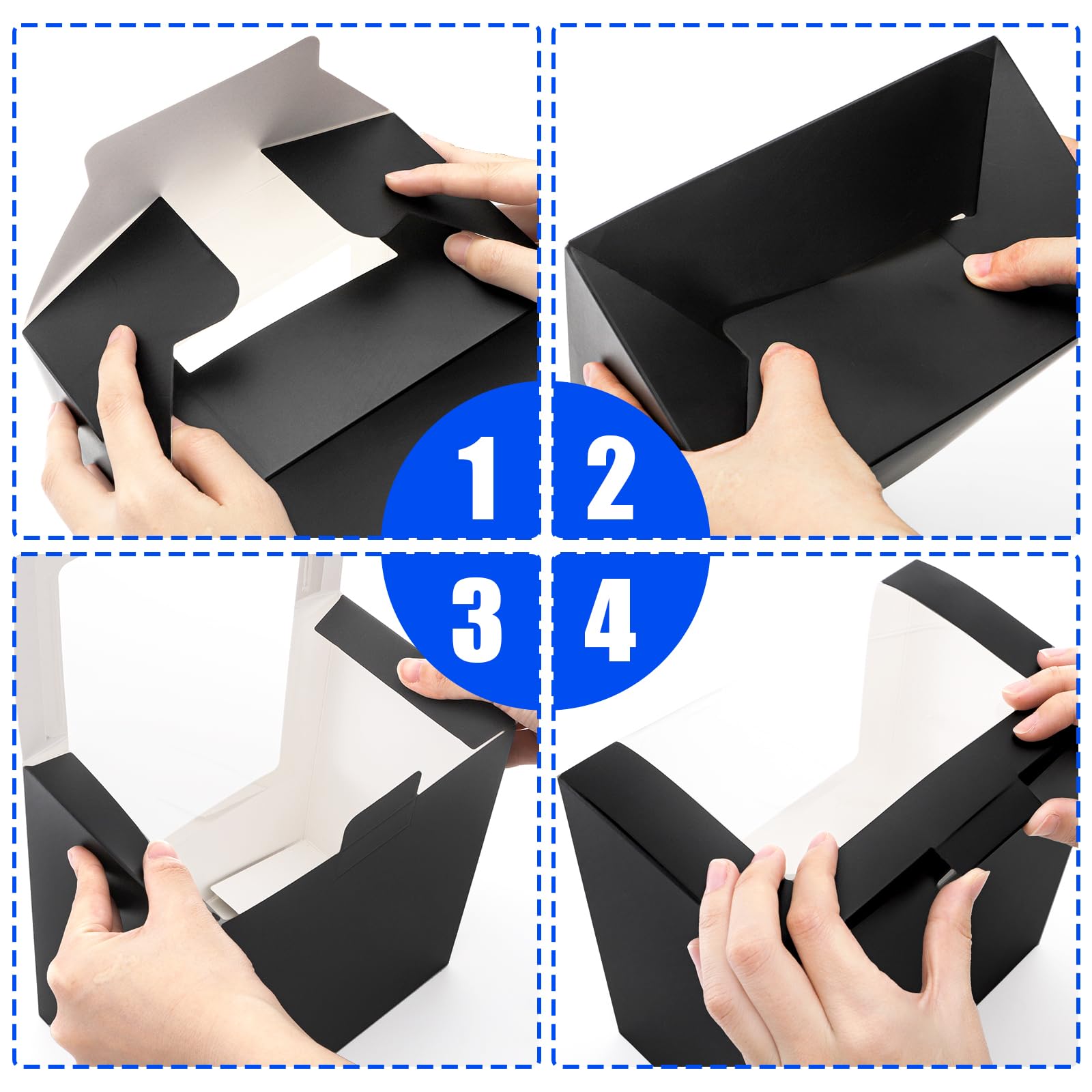 Peohud foldable gift box converts from flat to box in four steps.