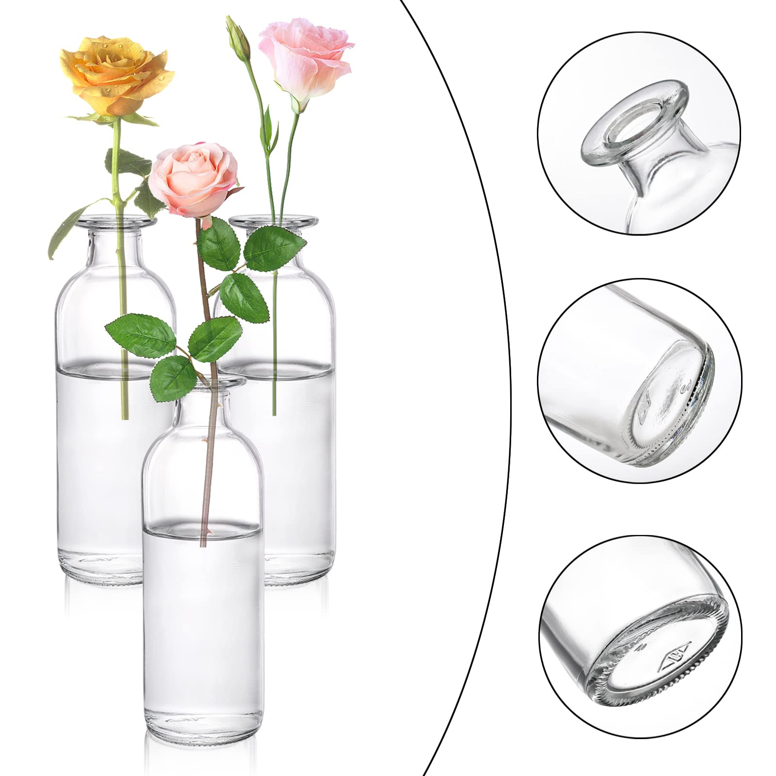 Peohud transparent glass vase neck detail highlights stems with clear modern style.