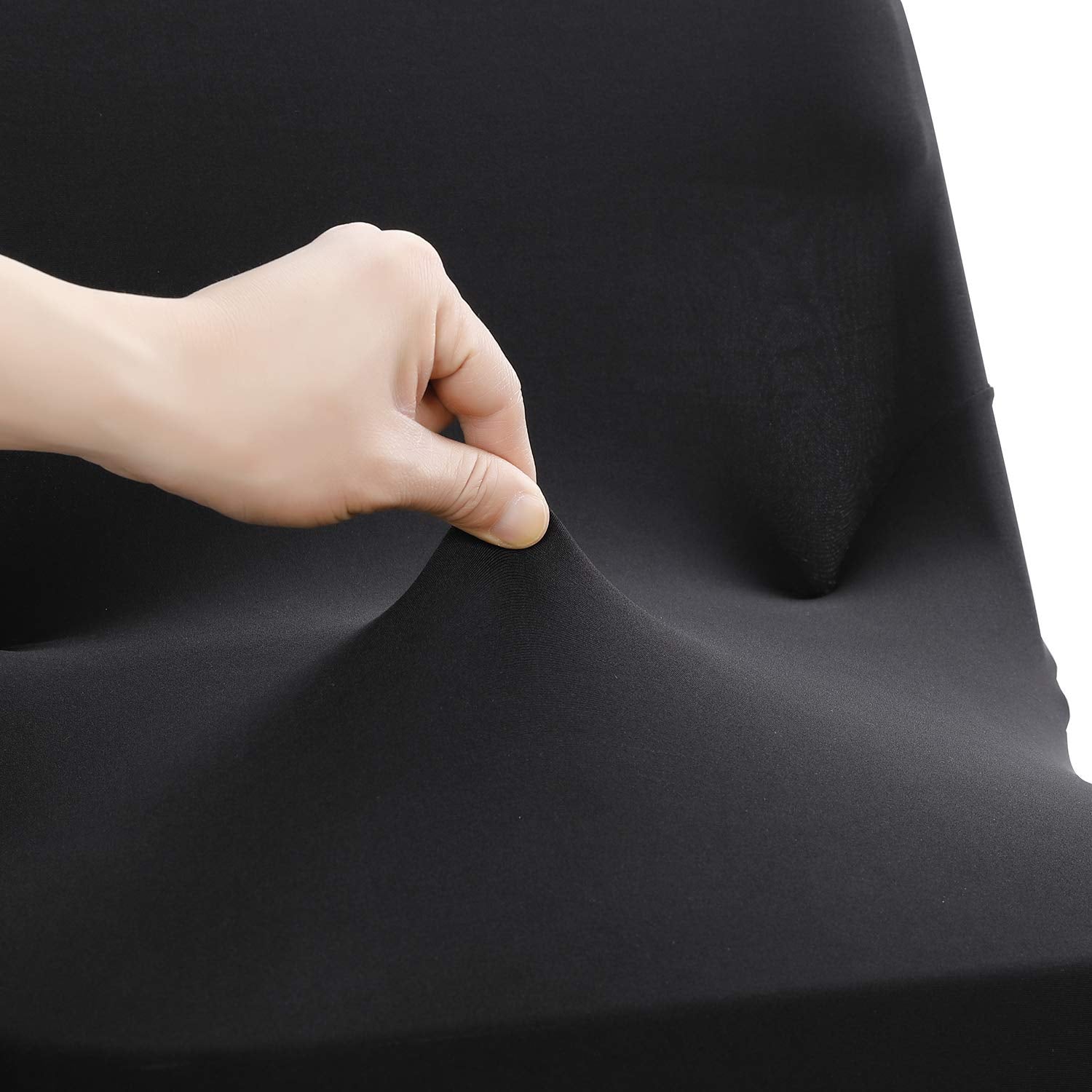 Peomeise folding chair cover in black ties event decor