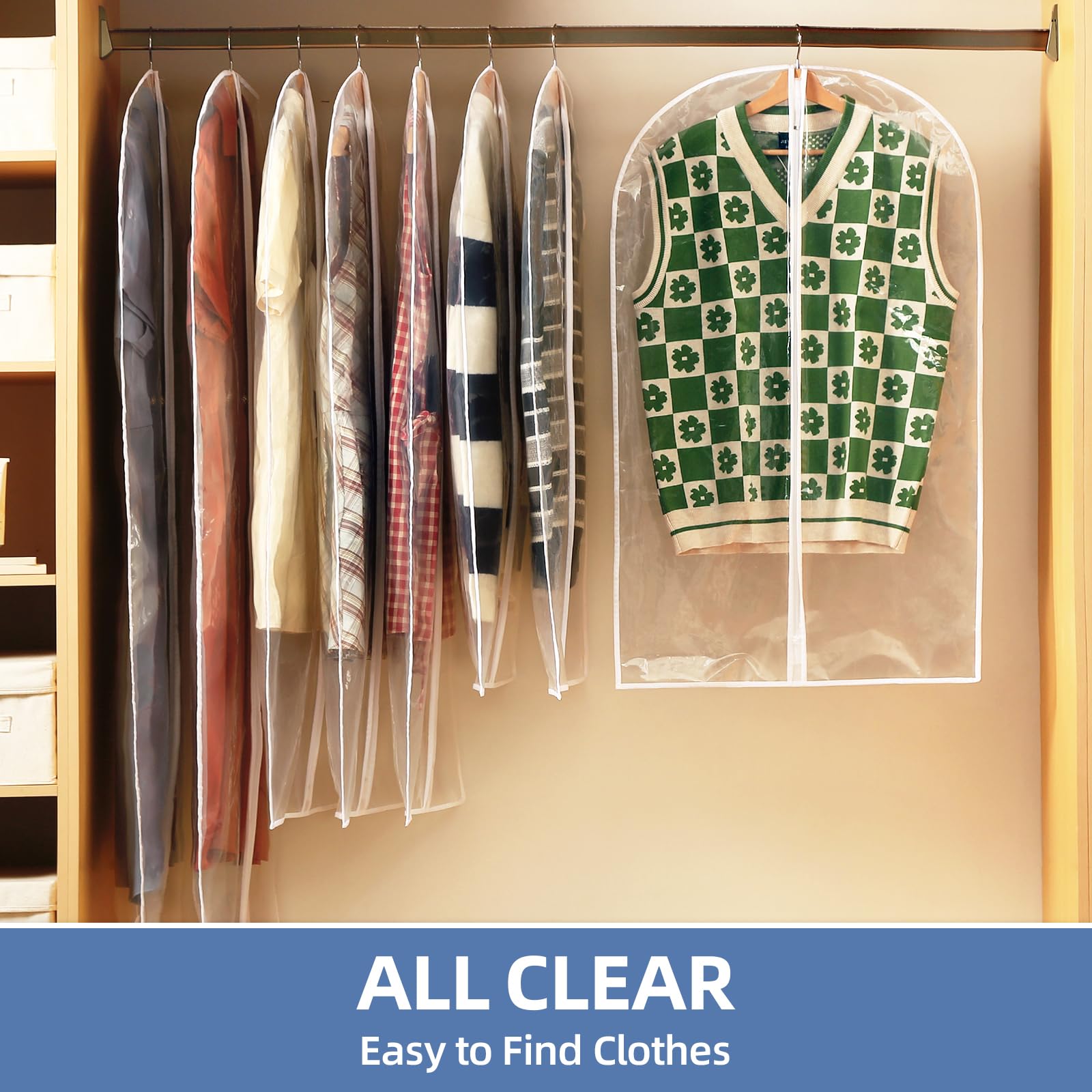 Perber garment bag 24x55 in closet, protecting long garments.