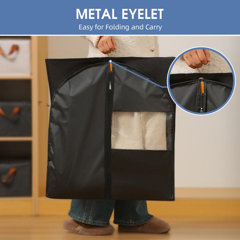 Perber dress bag clear window helps identify contents quickly.