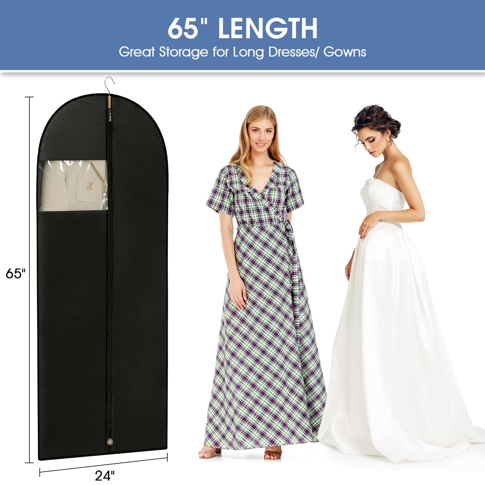 Perber 5-pack garment bags organize multiple gowns, coats, or uniforms.