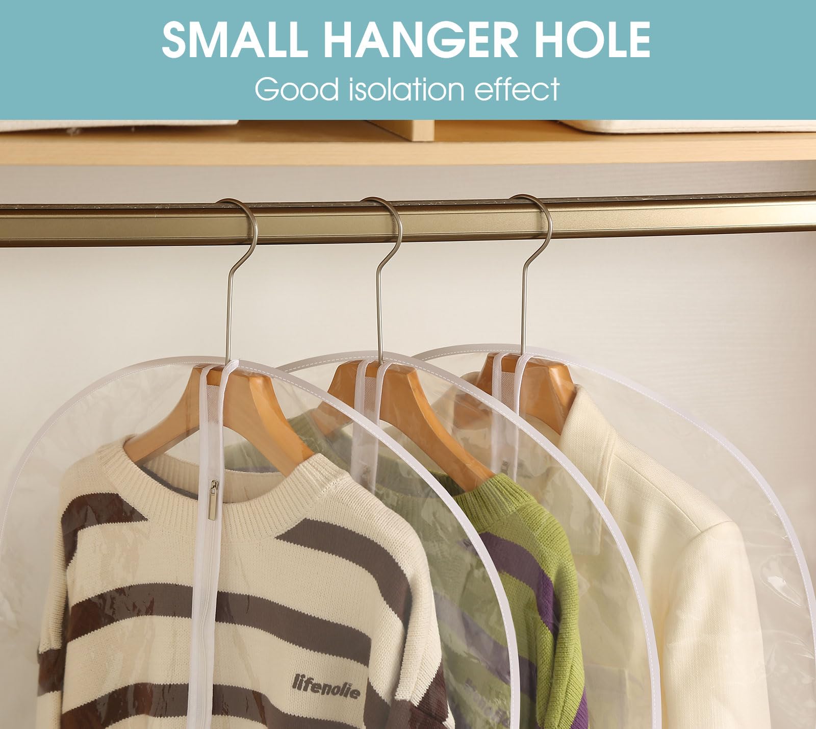 Perber clear material lets you identify garments quickly.