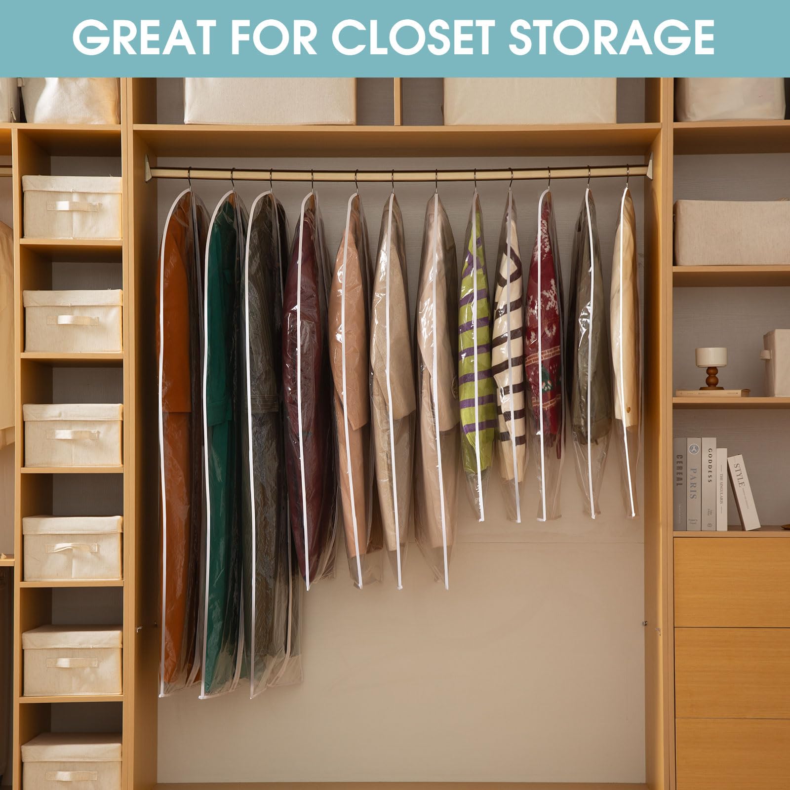 Perber 24x48 bags fit jackets, dresses, and uniforms neatly.