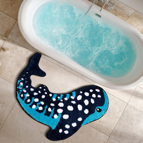 Percozzi Whale Shark rug blue tones create a tranquil coastal vibe.