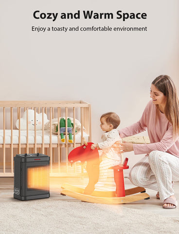 Pereysi compact heater with built-in carry handle for portability