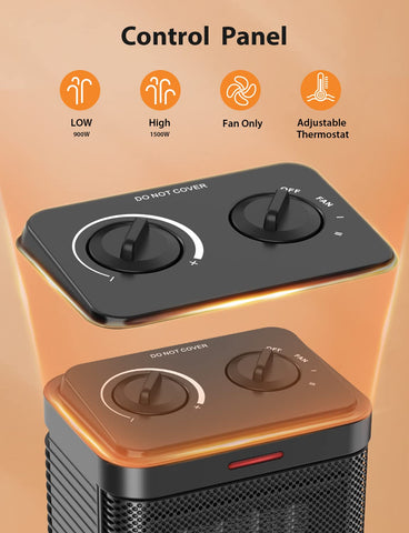 Pereysi heater control panel displaying three modes for versatile comfort