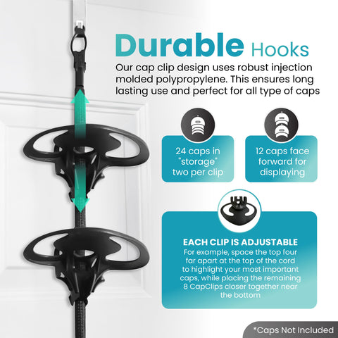 Perfect Curve Cap Rack System 36 over-door setup saves space.