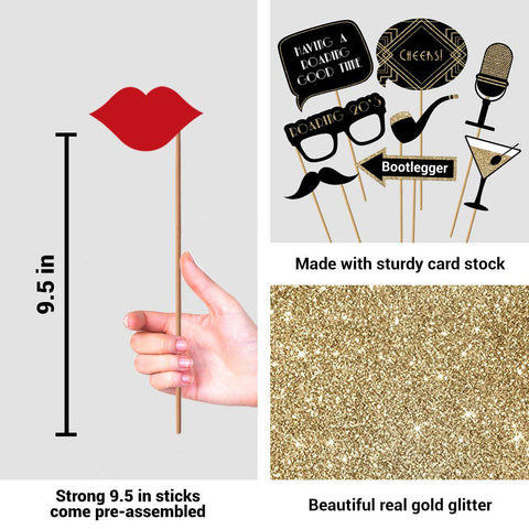 Perfect Occasion thick cardstock prop sticks closeup for sturdy all-night use.