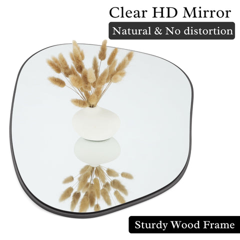 PERFNIQUE black wall mirror over sink enhances space with clarity.