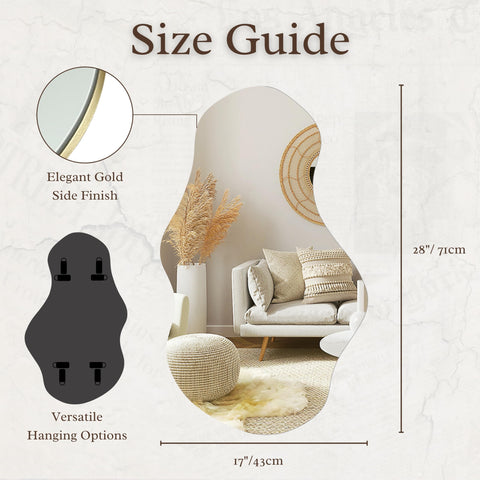 PERFNIQUE irregular vanity mirror adds visual intrigue to the bathroom.