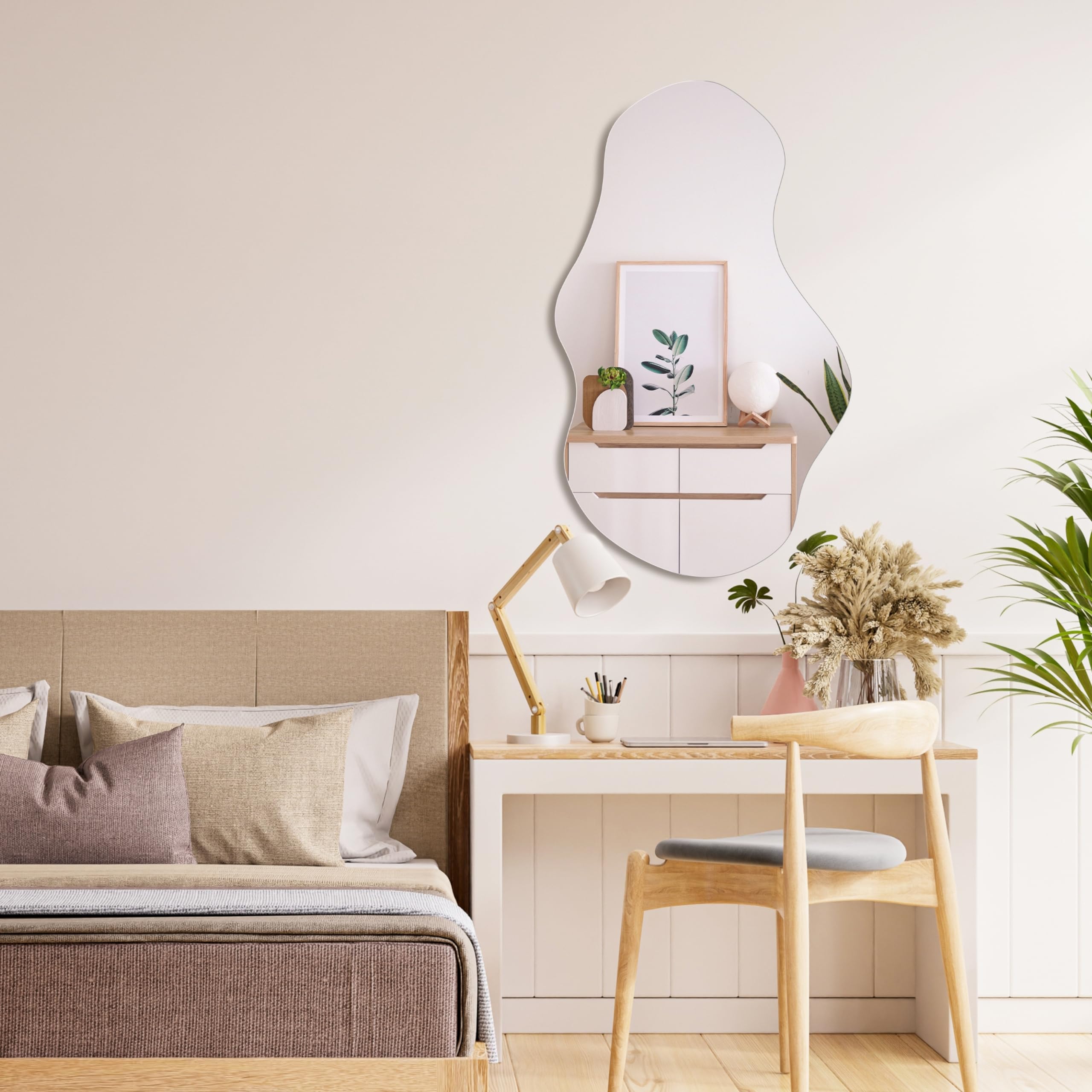 PERFNIQUE frameless cloud mirror suitable for fireplace area styling.