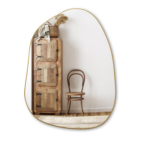 PERFNIQUE irregular wall mirror 32x24 gold easy install with included hardware.