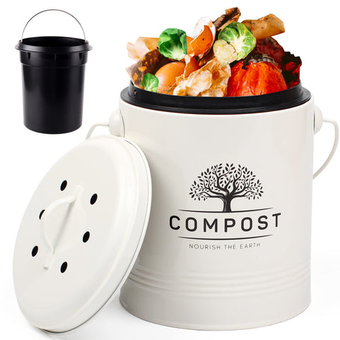 PERFNIQUE kitchen compost bin with lid keeps counter odor-free.