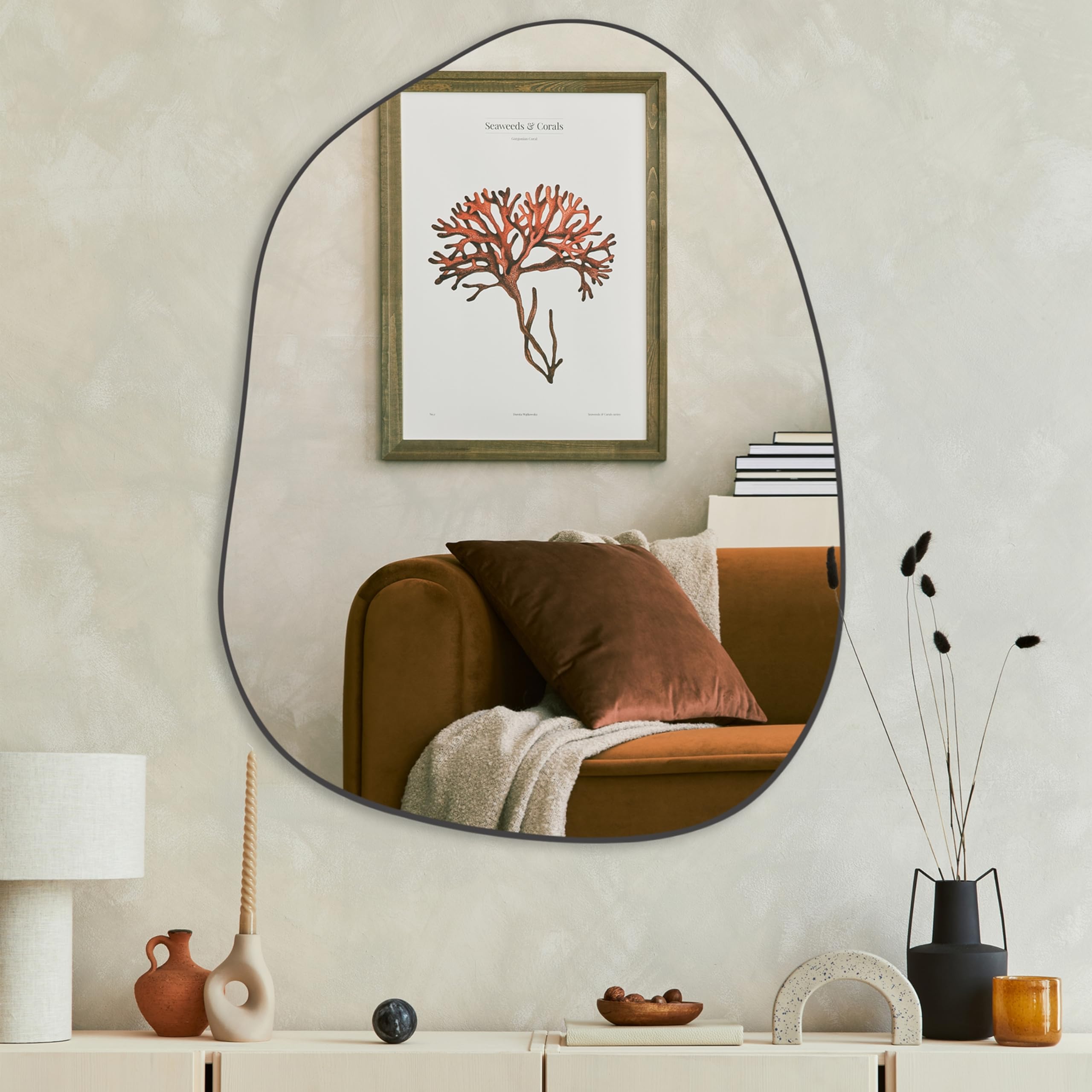 PERFNIQUE durable black wall mirror suitable for bathroom, bedroom, or foyer