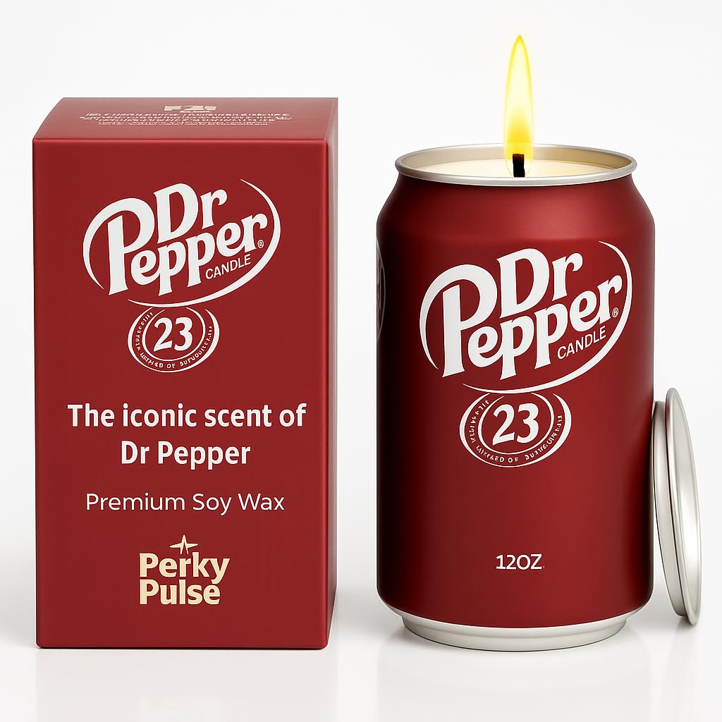 Perky Pulse Dr Pepper Candle close-up replica can for prank gifts