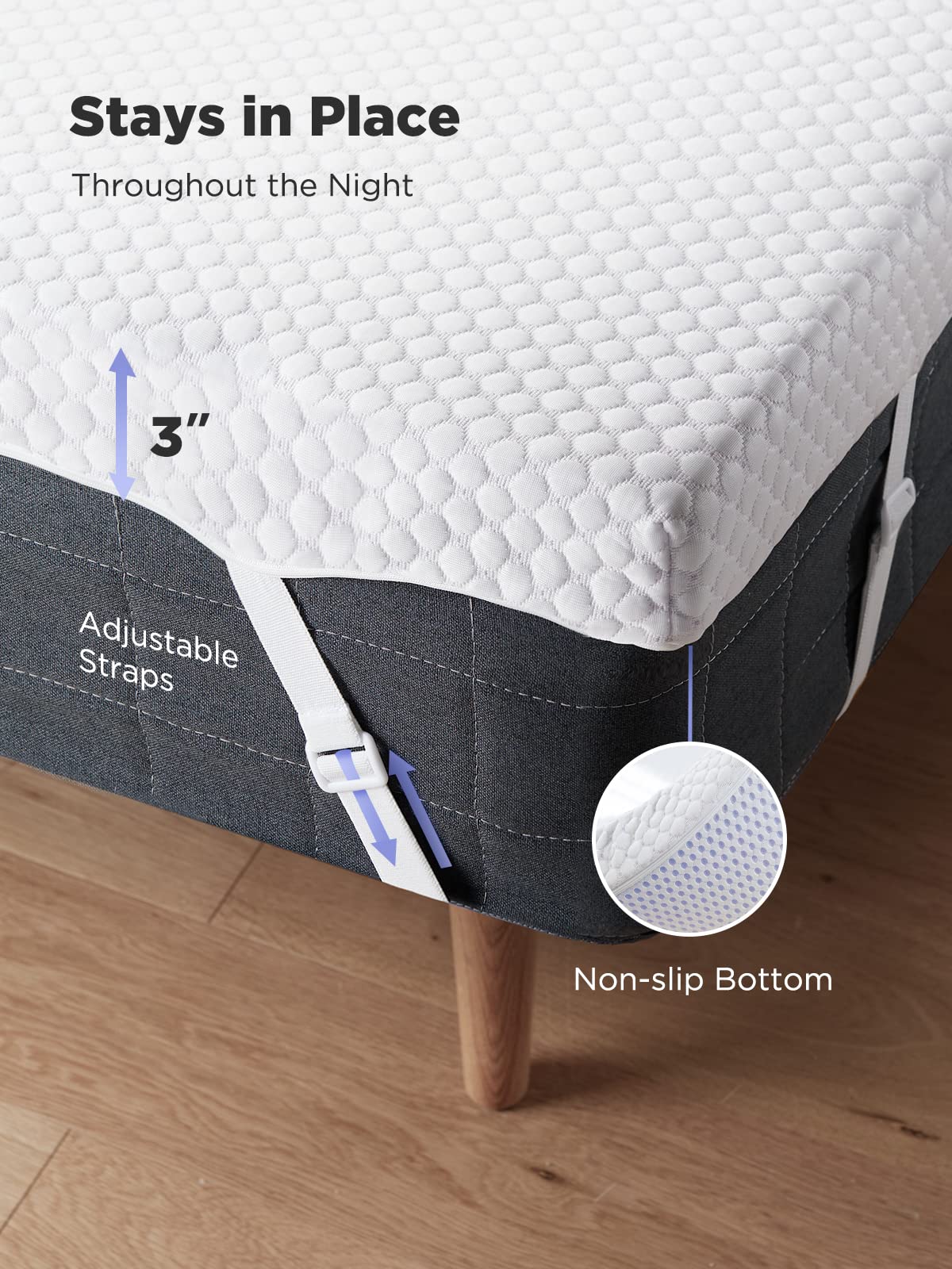 PERLECARE bed setup with topper demonstrates enhanced comfort and temperature regulation.