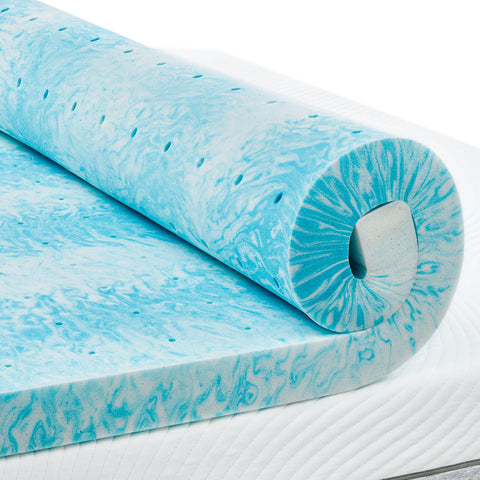 PERLECARE queen memory foam topper on bed with cooling gel for cooler sleep