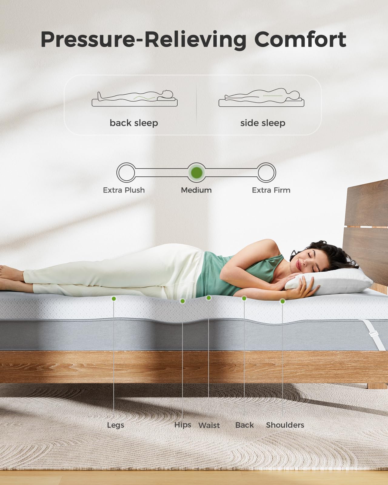 PERLECARE Gel Memory Foam Topper ventilated layer promoting airflow for freshness